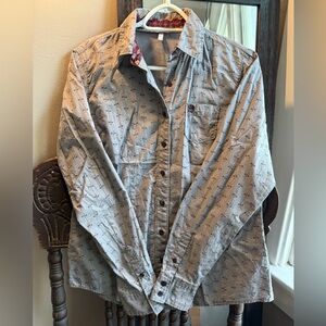 Floral Cinch Button-Up Shirt